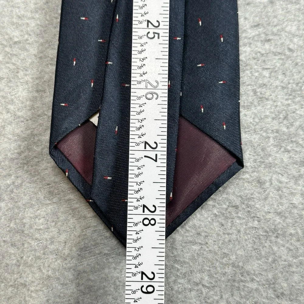 Vintage Brittany House London Silk Men's Tie Navy Red‎ Dot Classic